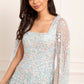 Versailles Ditsy Cape Sleeve Ankle Gown