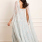 Versailles Ditsy Cape Sleeve Ankle Gown