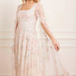 Versailles Ditsy Cape Sleeve Ankle Gown