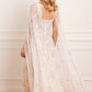 Versailles Ditsy Cape Sleeve Ankle Gown