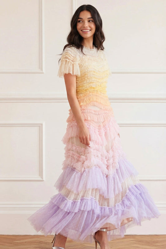 Wild Rose Ombre Short Sleeve Gown