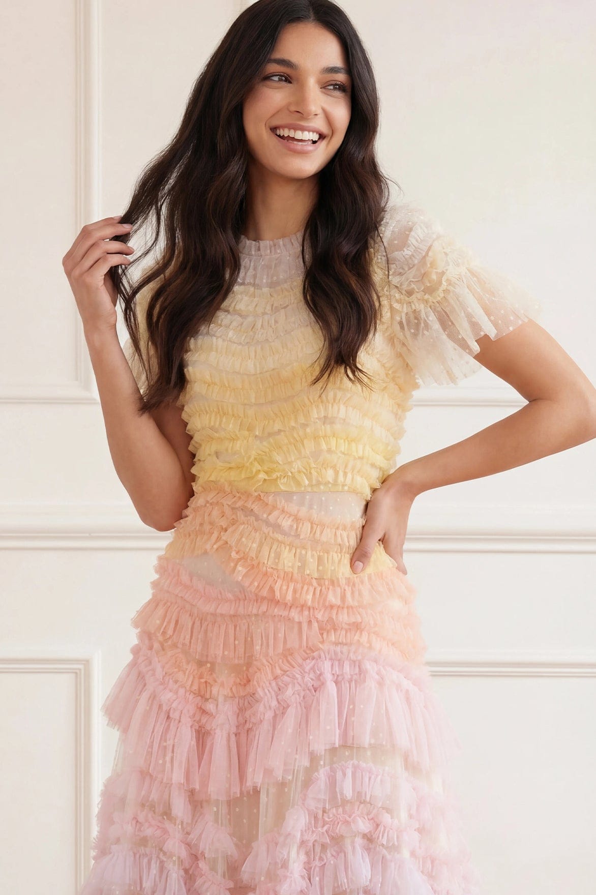 Wild Rose Ombre Short Sleeve Gown