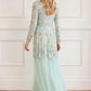 Wisteria Dot Long Sleeve Gown