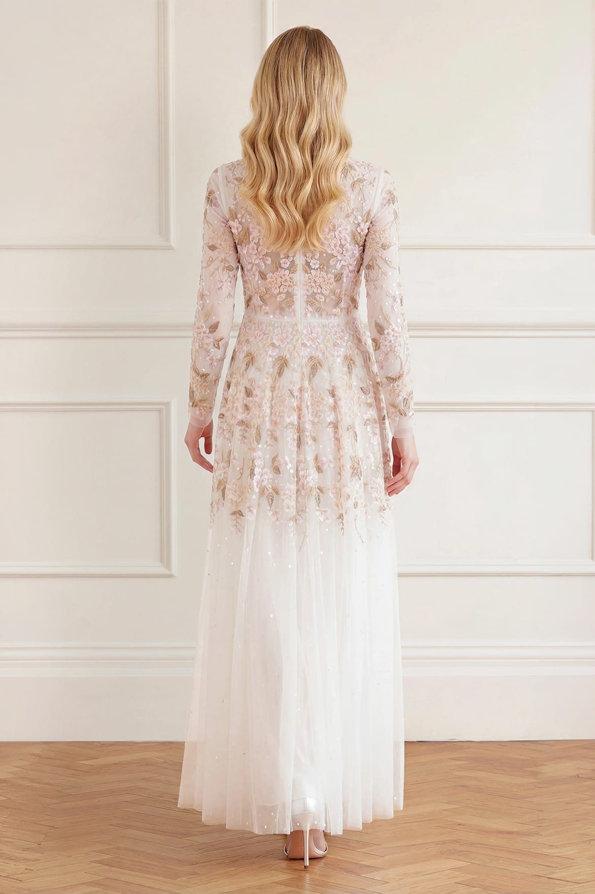 Wisteria Dot Long Sleeve Gown