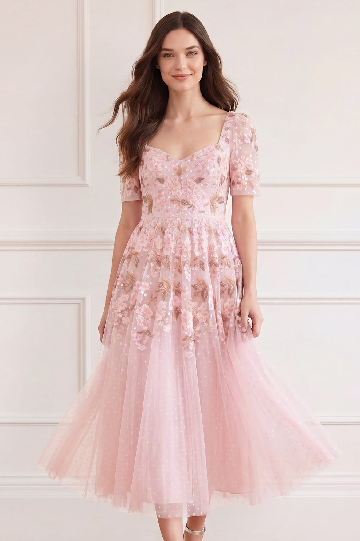 Wisteria Dot Short Sleeve Ballerina Dress