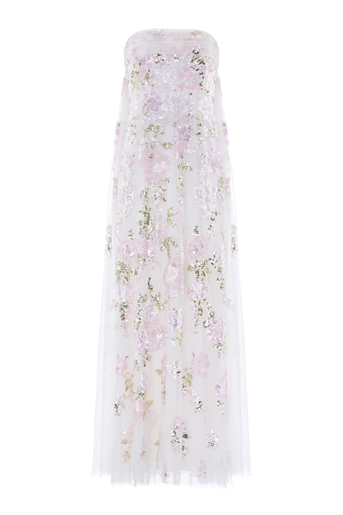 Wisteria Sequin Strapless Cape Gown