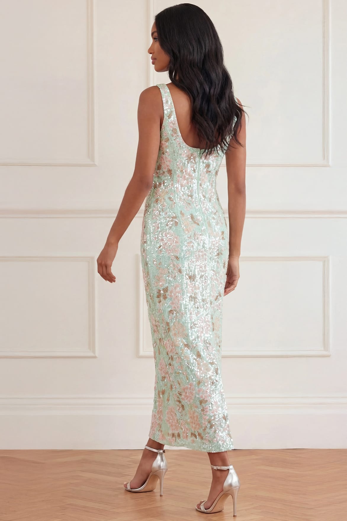 Wisteria Shimmer Georgette Ankle Gown